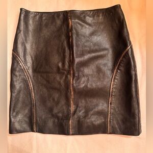 DKNY Black Leather Mini Skirt